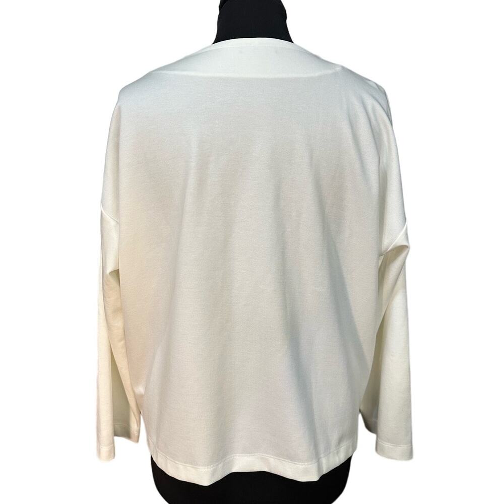 Eileen Fisher Asymmetrical Zip Jacket Womens XL White Minimalist Ponte - Picture 4 of 8
